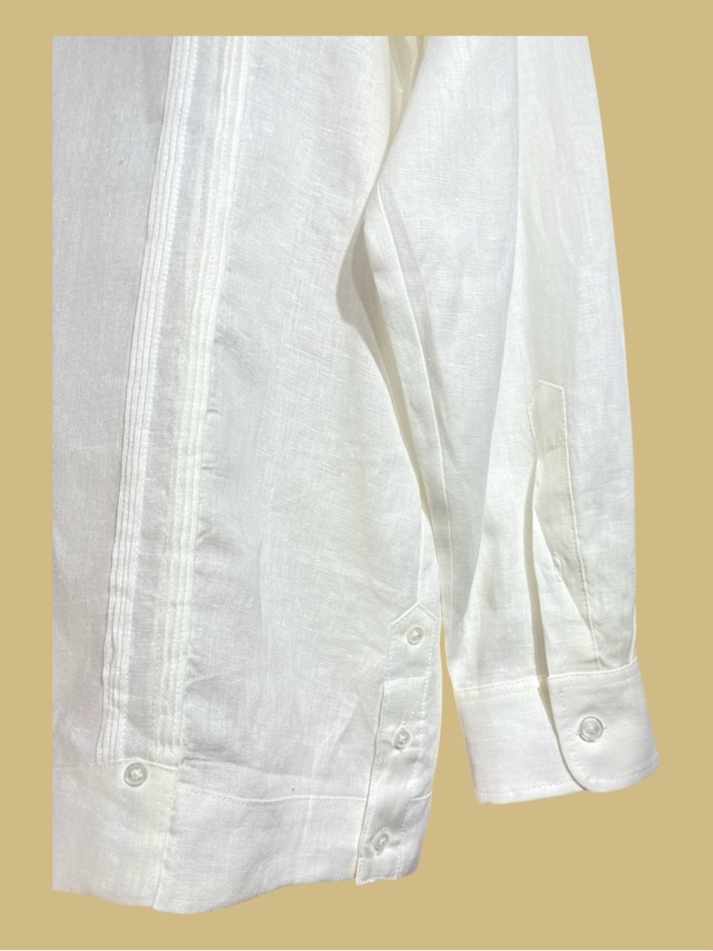 Cubavera NWT Guayabera 100% Linen Cream Long Sleeve Button Down XL - Picture 4 of 10